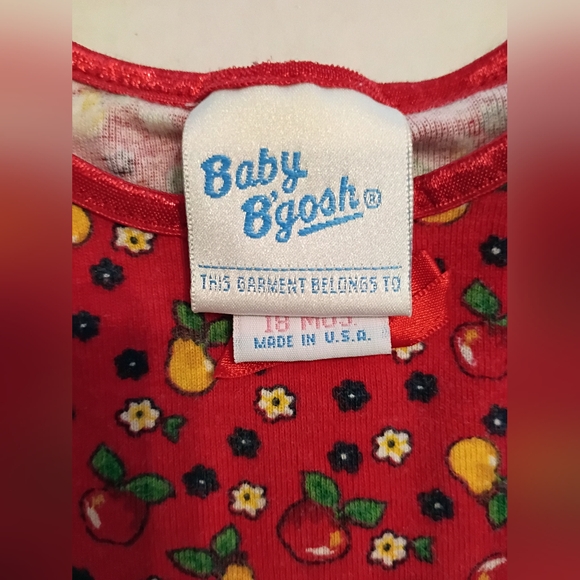 VTG Baby Bgosh Red Cherries Kids Casual Dress Sz 18 Months - Picture 2 of 3
